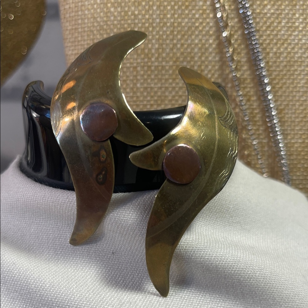 Vintage Brass with Copper accent pierced earrings